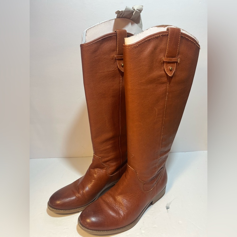 Frye & Co. Tania Pull on Boots Tall Brown Leather Sz 7 M Whiskey 70843 NEW